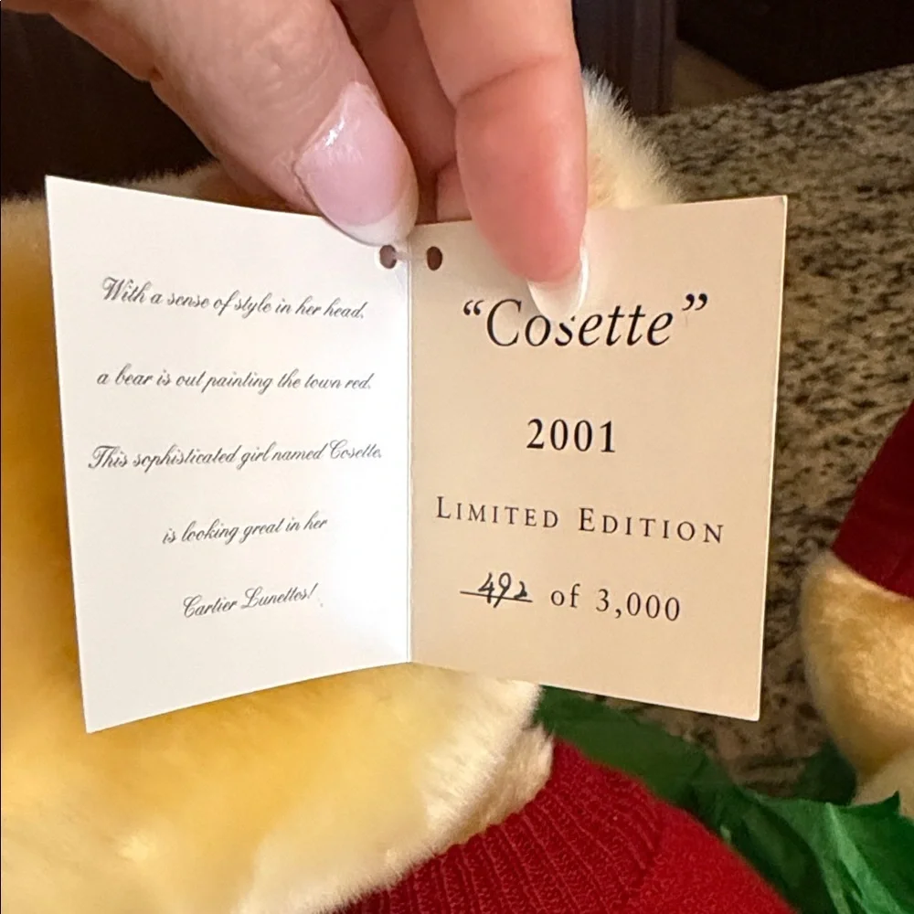 Cartier Cosette Teddy Bear with Red Sweater and Blue Bow #492 of 3000 - Picture 6 of 12